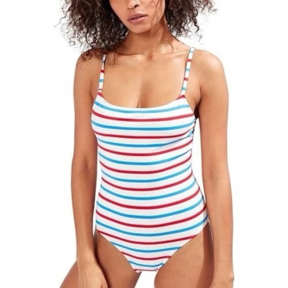 Solid‎ and Striped The Nina One Piece Swimsuit Blue Red Striped Womens Large